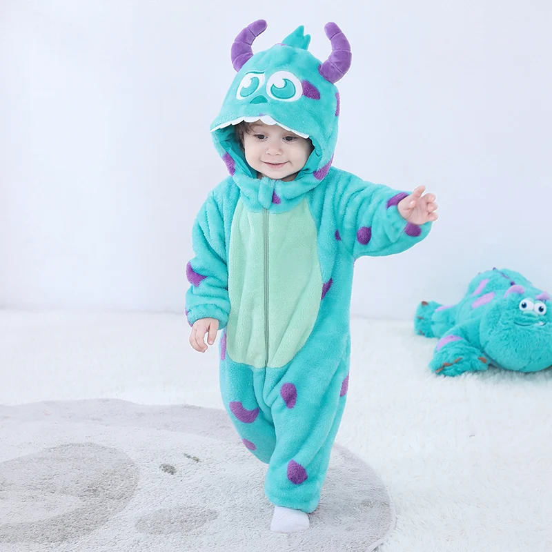 

Pokemon Kigurumis Baby Girls Clothes Romper Winter Soft Warm Infant Boys Onesie Sully Cosplay Costume Hooded Zipper Jumpsuits