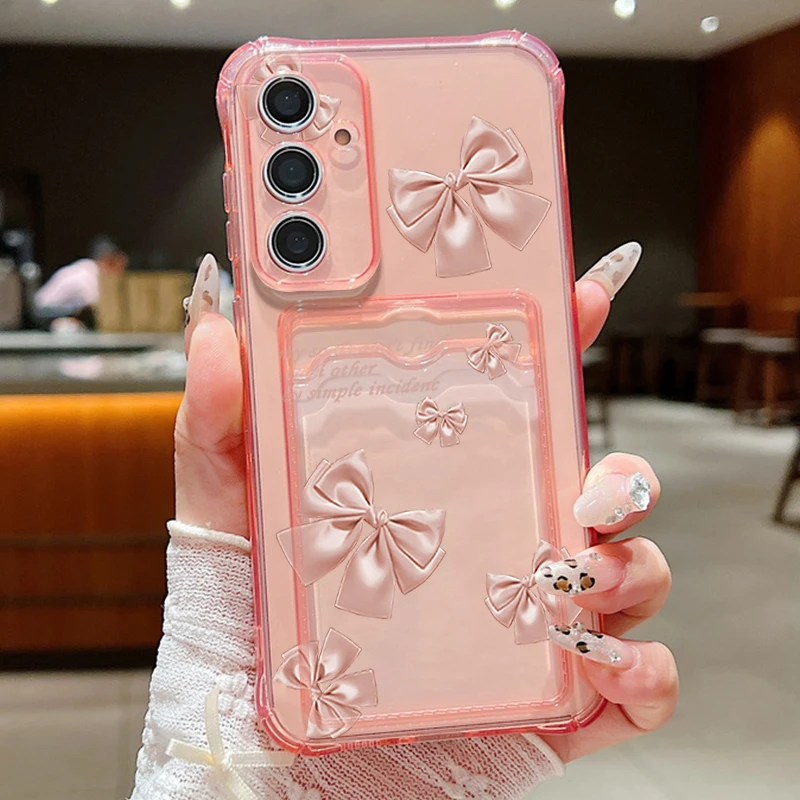 Bow Print Card Wallet Case with Soft Cover
