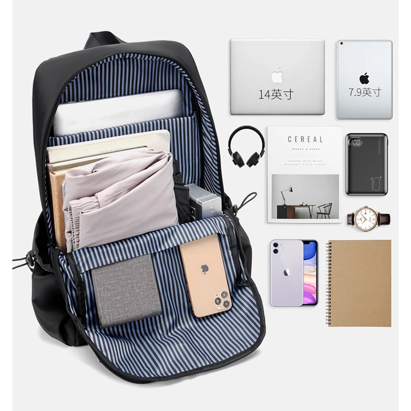 VC Solid Color Men's Backpack Waterproof Laptop Backpack Urban Male Travel Bag School College Students