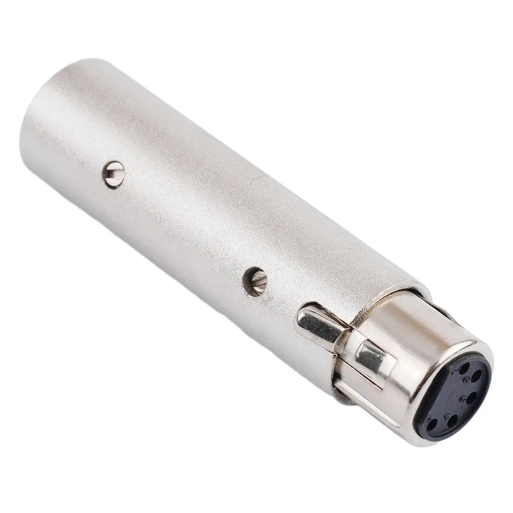 Silver 3-Pin to 5-Pin XLR/DMX Audio Adapter Connector