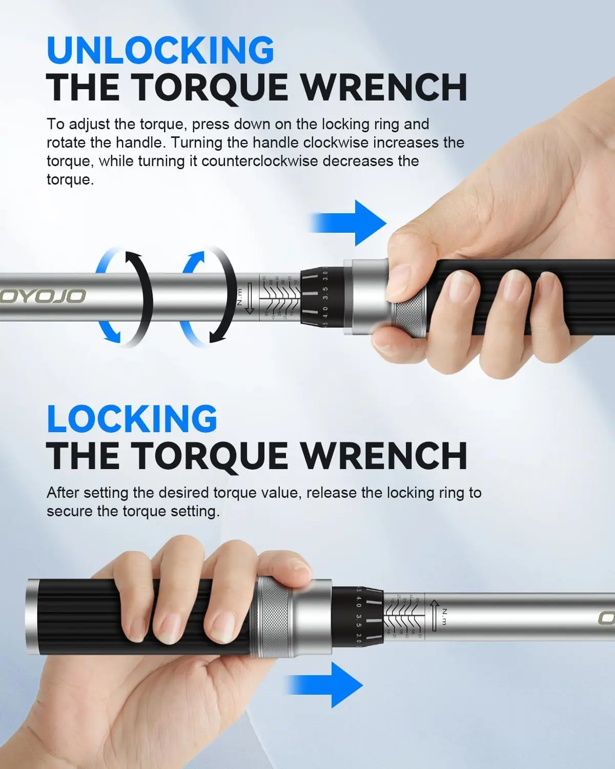 Torque wrench 50-350Nm square drive 1/2" high accuracy &plusmn; 3% adjustable in two directions for car bike repair