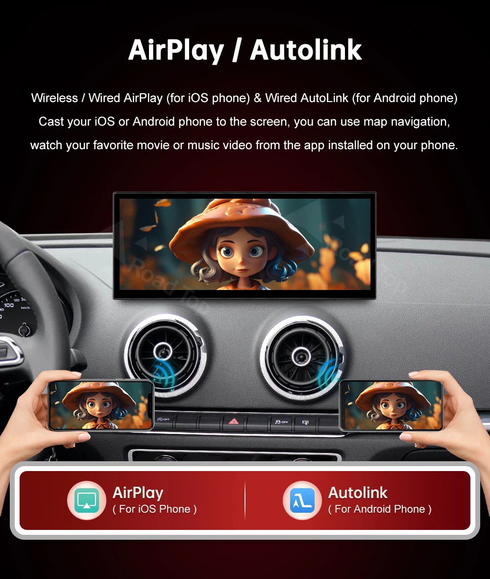 12,3 Zoll RoadTop Wireless CarPlay Multimedia-Display Android Auto Linux Bildschirm für Audi A3 S3 B9 MIB MIB2 2014-2019 Airplay Autolink – Detail 9
