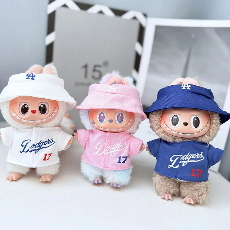 Conjunto de traje de béisbol Labubu de 17 cm de alta energía: ropa deportiva con zapatos