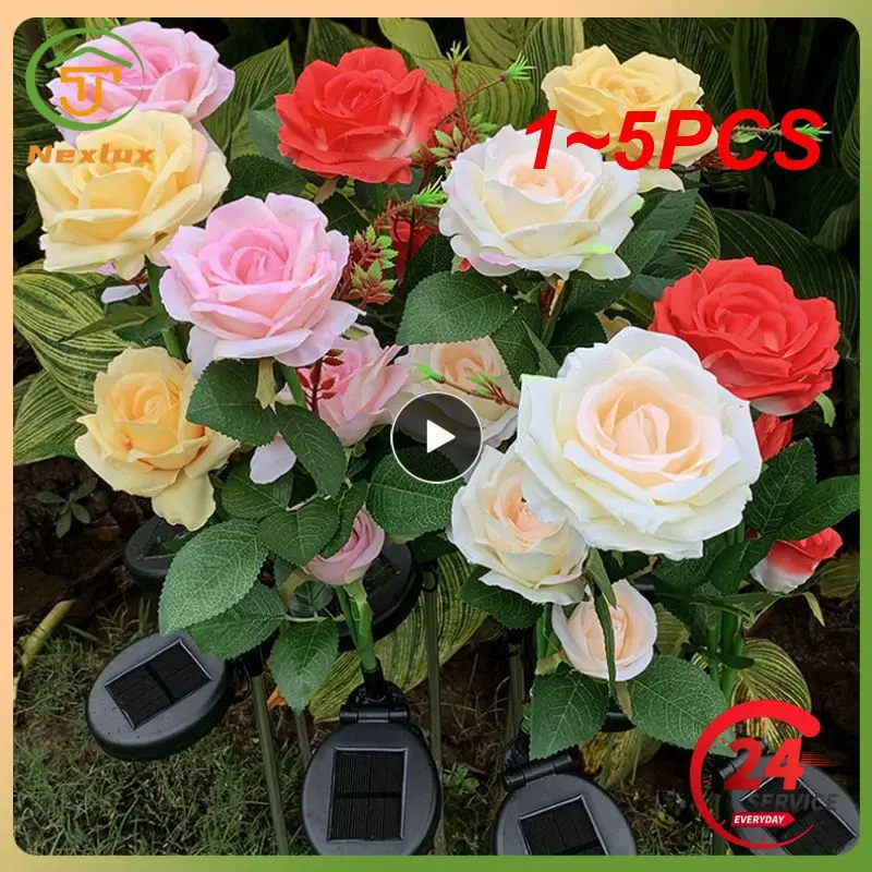 

1~5PCS Solar Simulation Rose Flower Light Home Decorative Flower Lights Garden Decoration Lawn Lamp Waterproof Landscape Rose