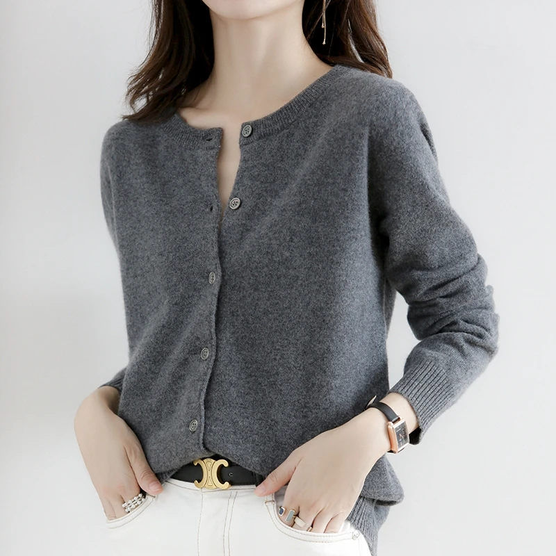 New Spring And Autumn Round-Neck Knitted Cardigan Long-Sleeved Korean-Style Fashionable Knitted Sweater For Women-ZD021 3