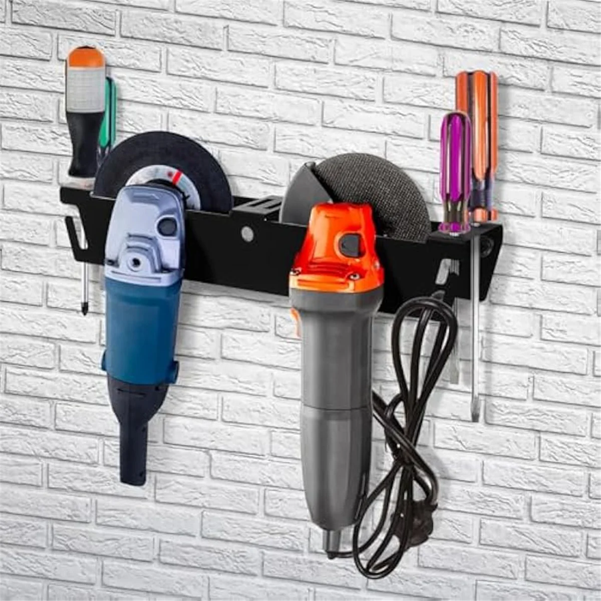 XMLX Angle Grinder Holders,4 Bay Angle Grinder Stand,2Pack Polisher Power Tool Racks, Garage Wall Mount Bracket