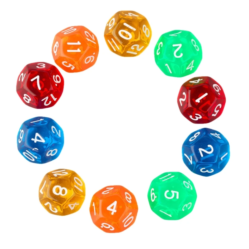

10 шт., акриловые игральные кости D12, математические игры, настольная игра, игровые кости «сделай сам», 12-сторонние игрушки