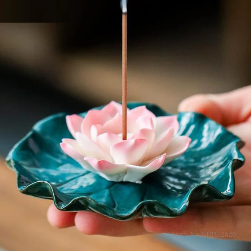 

Creative Ceramic Incense Insert Holder, Lotus Flower Thread, Home Indoor Buddhist Supplies, Zen Sandalwood Aromatherapy Stove