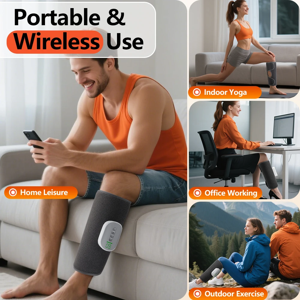 Leg compression massager in use