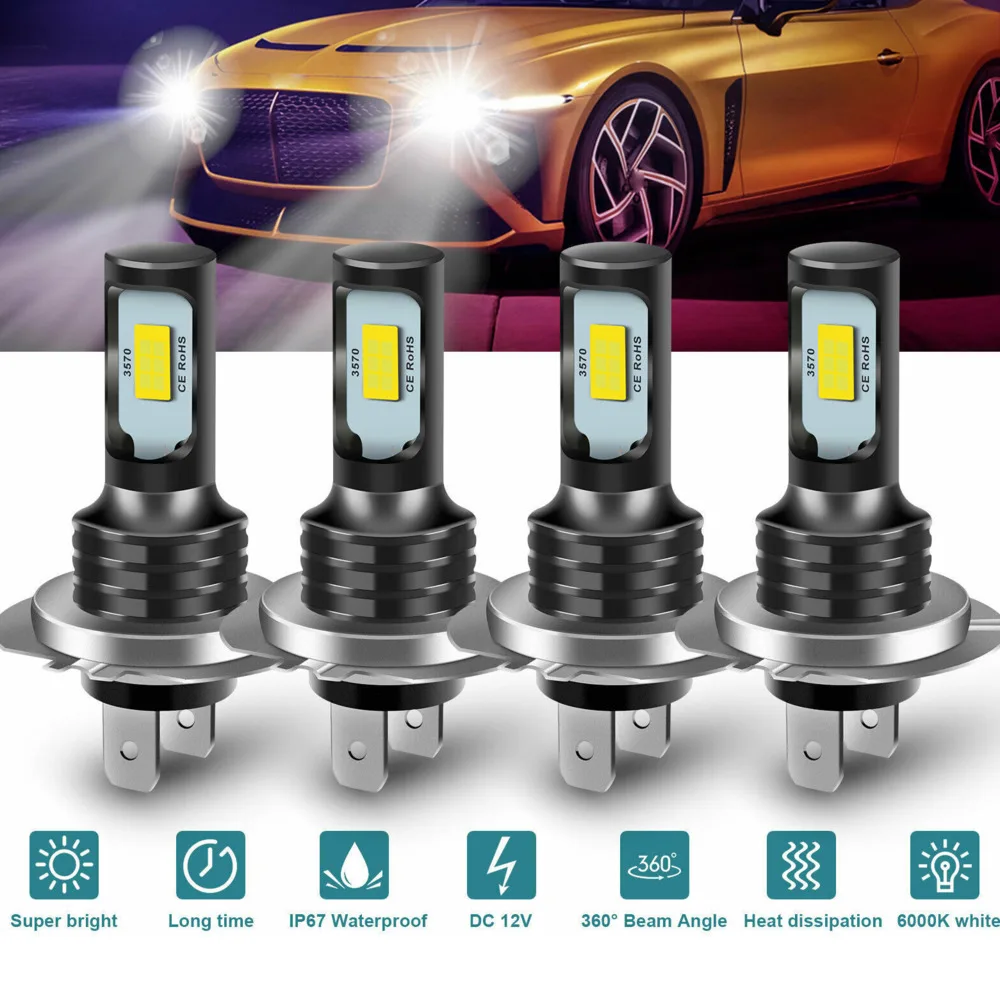 자동차 오토바이 LED 헤드라이트, CSP 3570, 80W, 자동차 디코더 안개등, 50 개/로트, H7