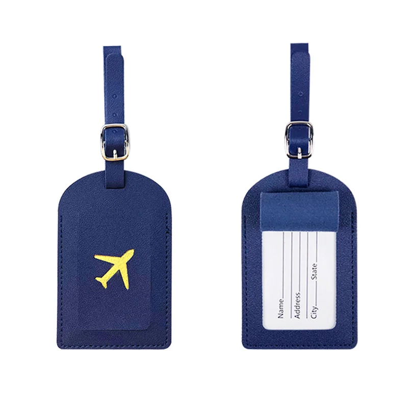 Étiquettes Bagage Cuir - Lot De 4 Couleurs, Avec Carte Info Et Sangle Réglable