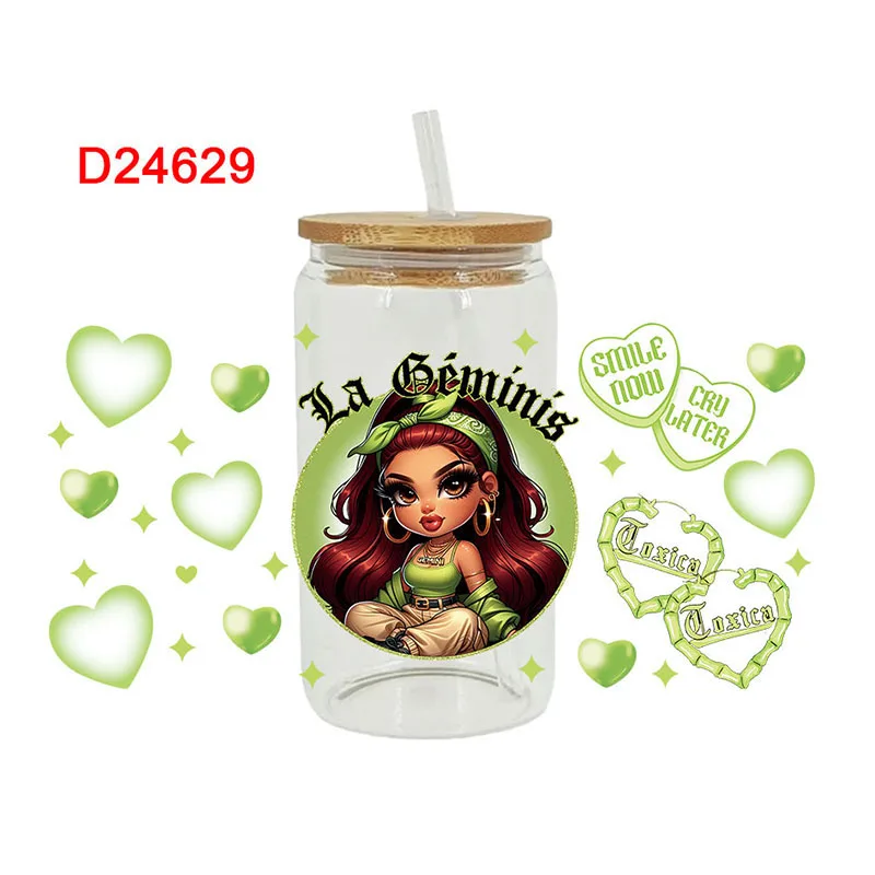 UV DTF Transfer Sticker Little Girl For The 16oz Libbey Glasses Wraps Bottles Cup Can DIY Waterproof Decals D17140