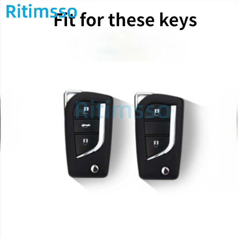 Carbon Fiber ABS Remote Car Key Holder Full Cover Case for Toyota Hilux Revo Innova Rav4 Fortuner Crystal Keyring