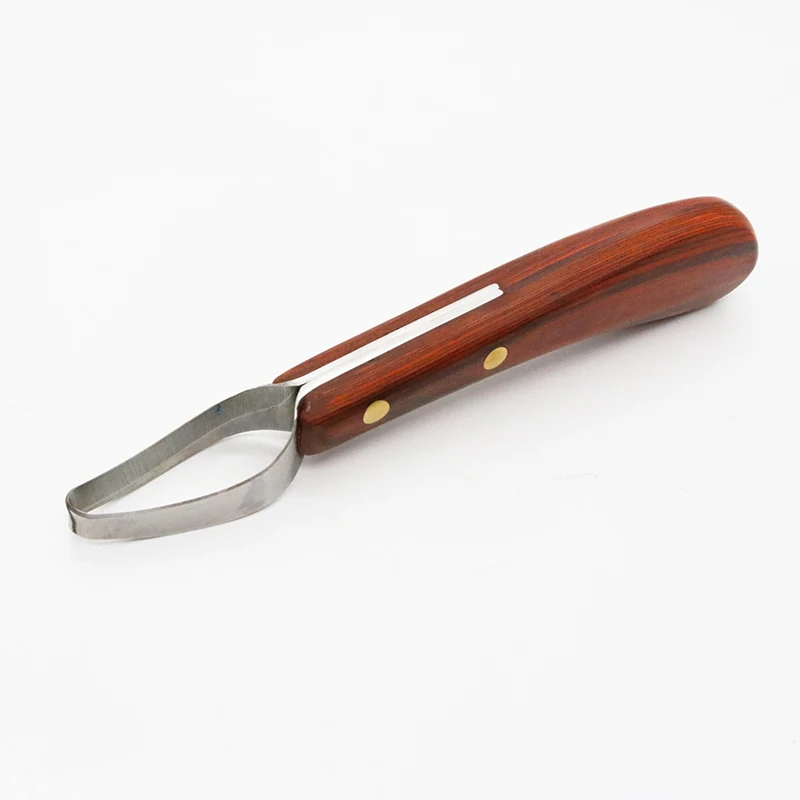 1Pcs Horseshoe Knife Sheep Stainless Steel Double-edged Wooden Handle Hoof Trimming