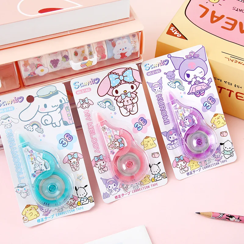 Sanrio Kuromi Cinnamoroll My Melody Correction Tape Kawaii Students Stationery School Office Supplies Gifts 3Pcs correction tape