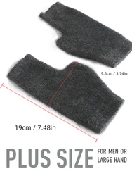 Luxurious Mink Cashmere Fingerless Gloves - Warm Wool Mittens with Thumb Hole - One Size (Plus Grey Mens)