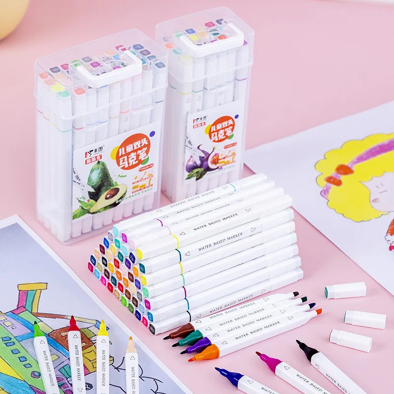 Highlighter Marker 12/24/36/48 Double-Headed Highlighter Color Pen Color Marker Art Marker Set Art Stationery School Office Supplies