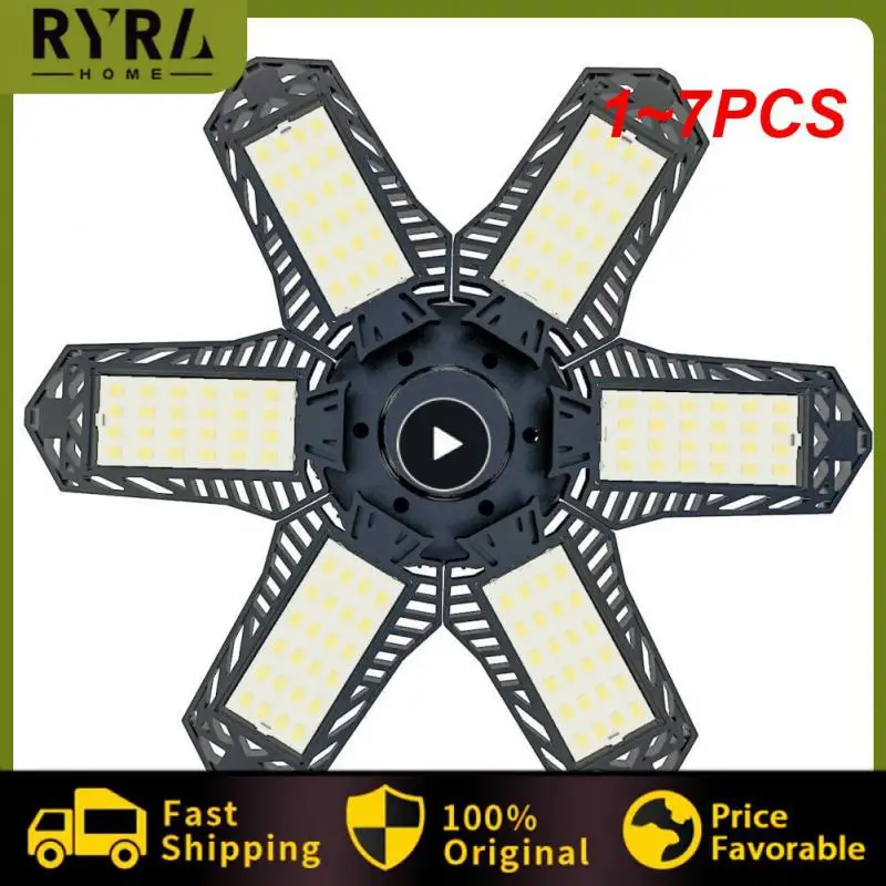 

1~7PCS Garage Light LED E27/E26 6 Panels Adjustable Led Lamp Garage Ceiling Light Deformable Storage Bulb Workshop Garage Light