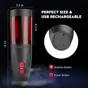 Automatic Rotation Male Masturbation Cup Silicone Vagina Real Pussy Adult Masturbator Blowjob Stroker Vibrating Sex Toys For Men 5