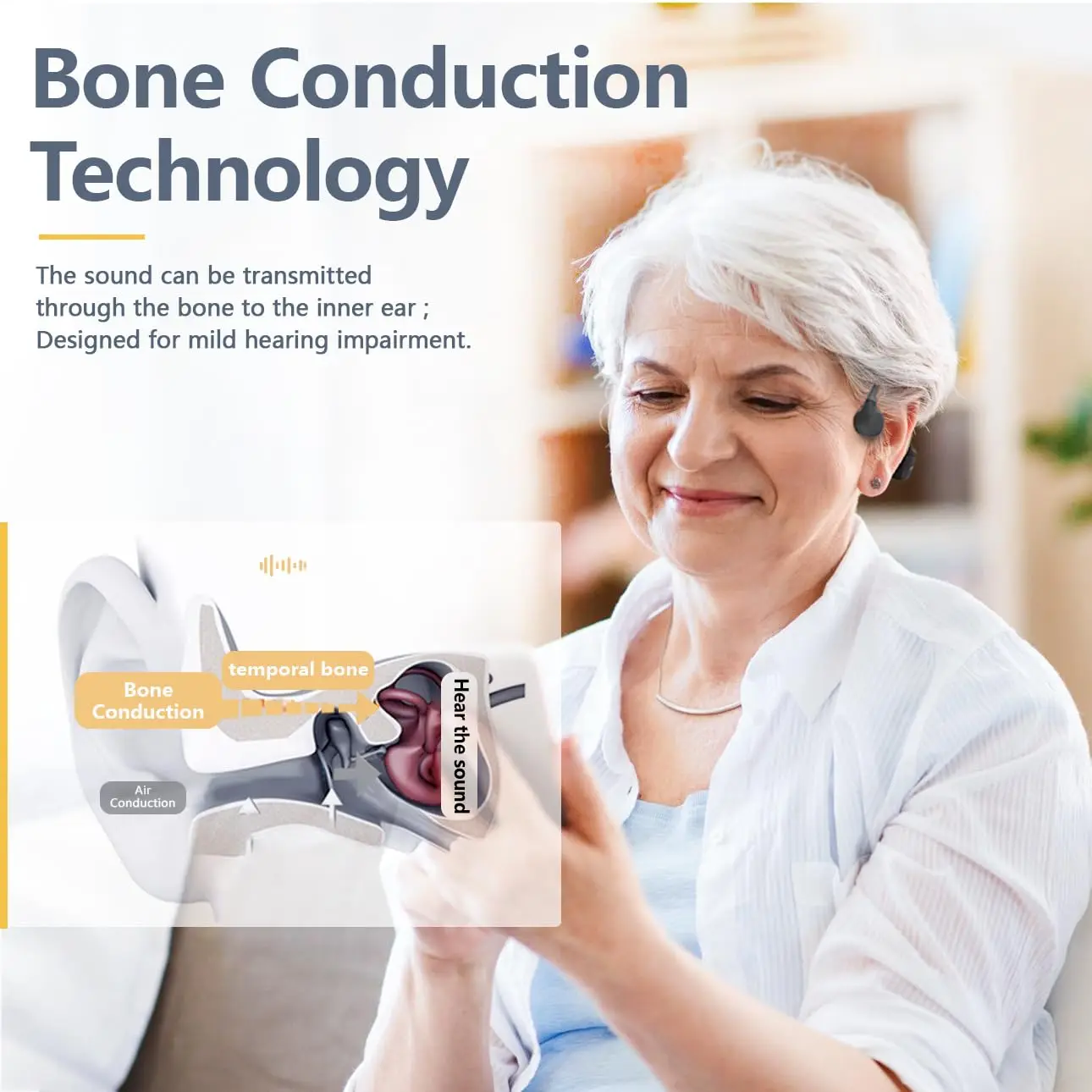 Newest Hearing Aids for Deafness Bone Conduction Hearing Aid for Elderly Children Deafness Earbuds Wireless Bluetooth Headset 2