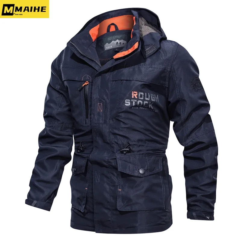 Men Tactical Jacket Autumn Quick Dry army green Style Army Coat Male Multi Pockets Hooded Windbreaker Waterproof jacket size M~6