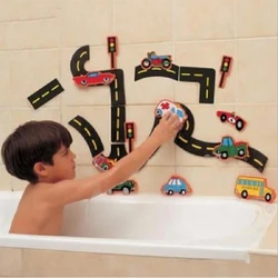 Jouets de bain en forme de lettres alphanumériques, Puzzle en EVA doux pour enfants, jouets d'eau de salle de bain pour bébés, jouets éducatifs précoces pour la route du poisson, jouet de bain en voiture 