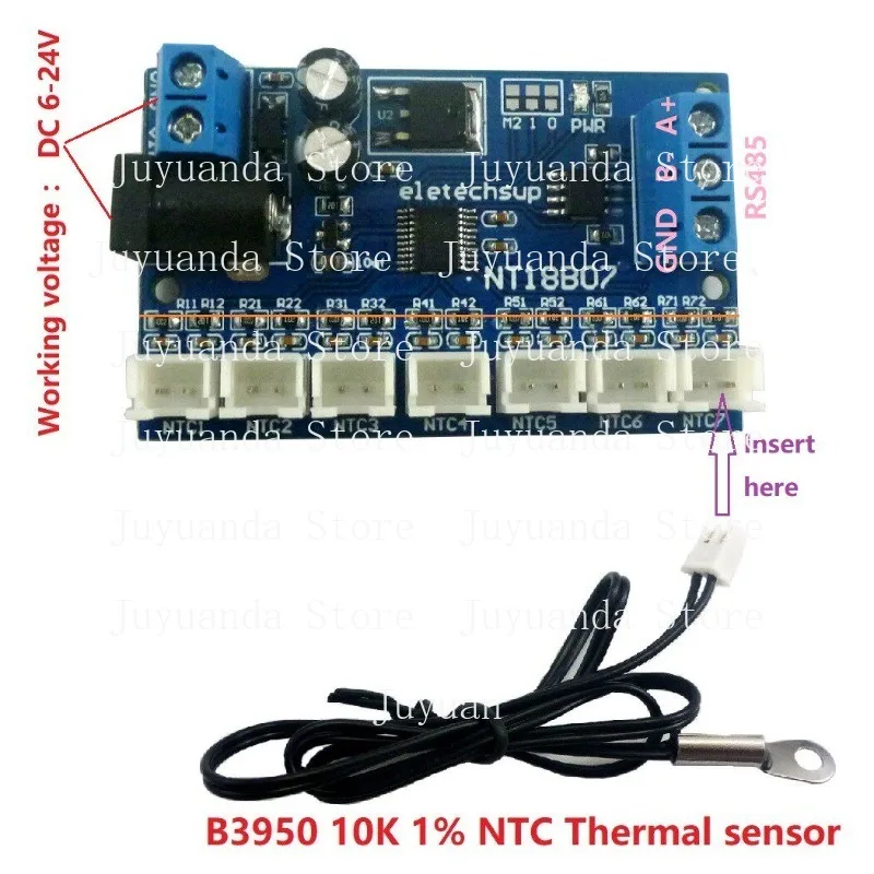 7채널 RS485 NTC 온도 센서 측정 RTU 종이 없는 기록기 PLC NT18..