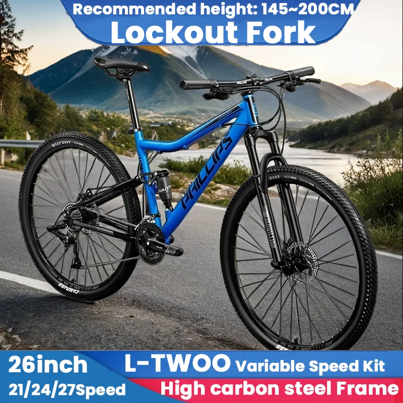 

24/26/29inch high carbon steel soft tail frame mountain bike 24/27/30Speed off-road MTB Bicycle dual disc brake full suspension