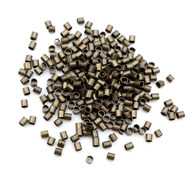 500pcs 1.5 2.0mm Gold Silver Color Tube Crimp End Beads Stopper Spacer Beads For DIY Necklace Jewelry Making