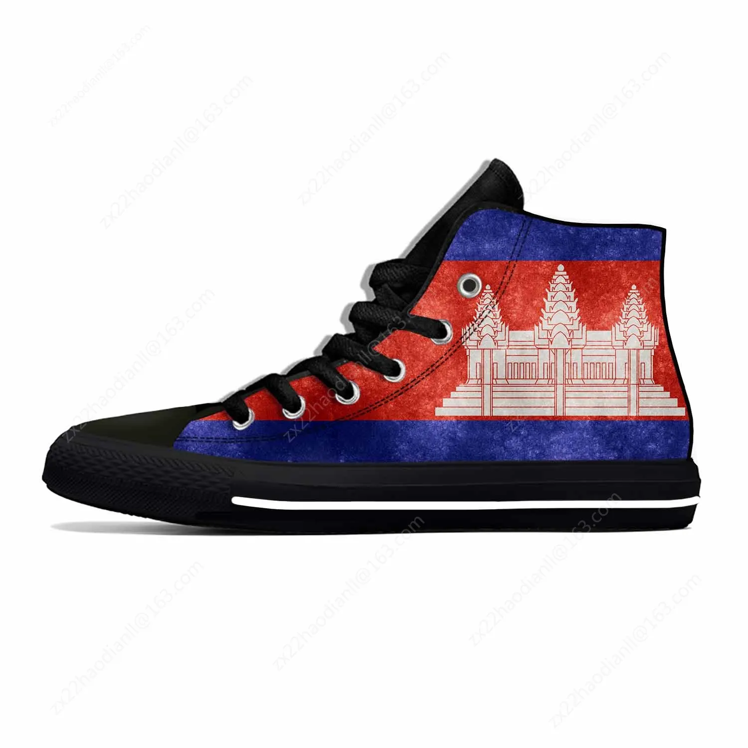 Anime Cartoon Cambodia Cambodian Flag Patriotic Casual Cloth Shoes High Top Lightweight Breathable 3D Print Men Women Sneakers