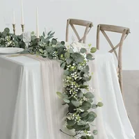 2pcs/1pc 6' Artificial Eucalyptus Garland Faux Greenery Eucalyptus Leaves Vines For Wedding Backdrop Arch Home Party Decor 1