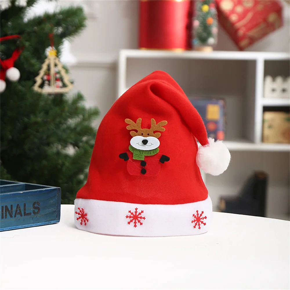Christmas Decorations Santa Claus Fawn Snowman Adult Children's Christmas Hat Holiday Party Brushed Letter Hat
