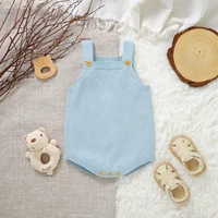 Newborn Baby Bodysuit Cotton Knit Infant Boy Girl Jumpsuit Sleeveless Summer Children Sling Clothes Fashion Solid 0-18M Overalls 1
