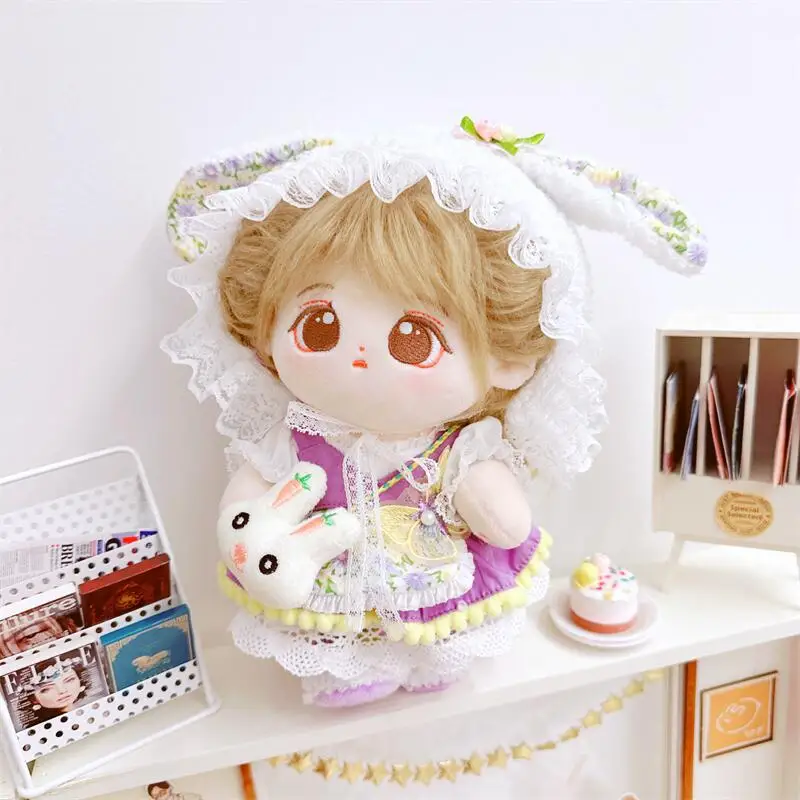 

5 шт. кавайное фиолетовое кружевное платье, костюм, плюшевая кукла-идол, милая мягкая кукла без атрибутов, хлопковая кукла для 20 см, сделай сам, одежда, аксессуары, игрушки