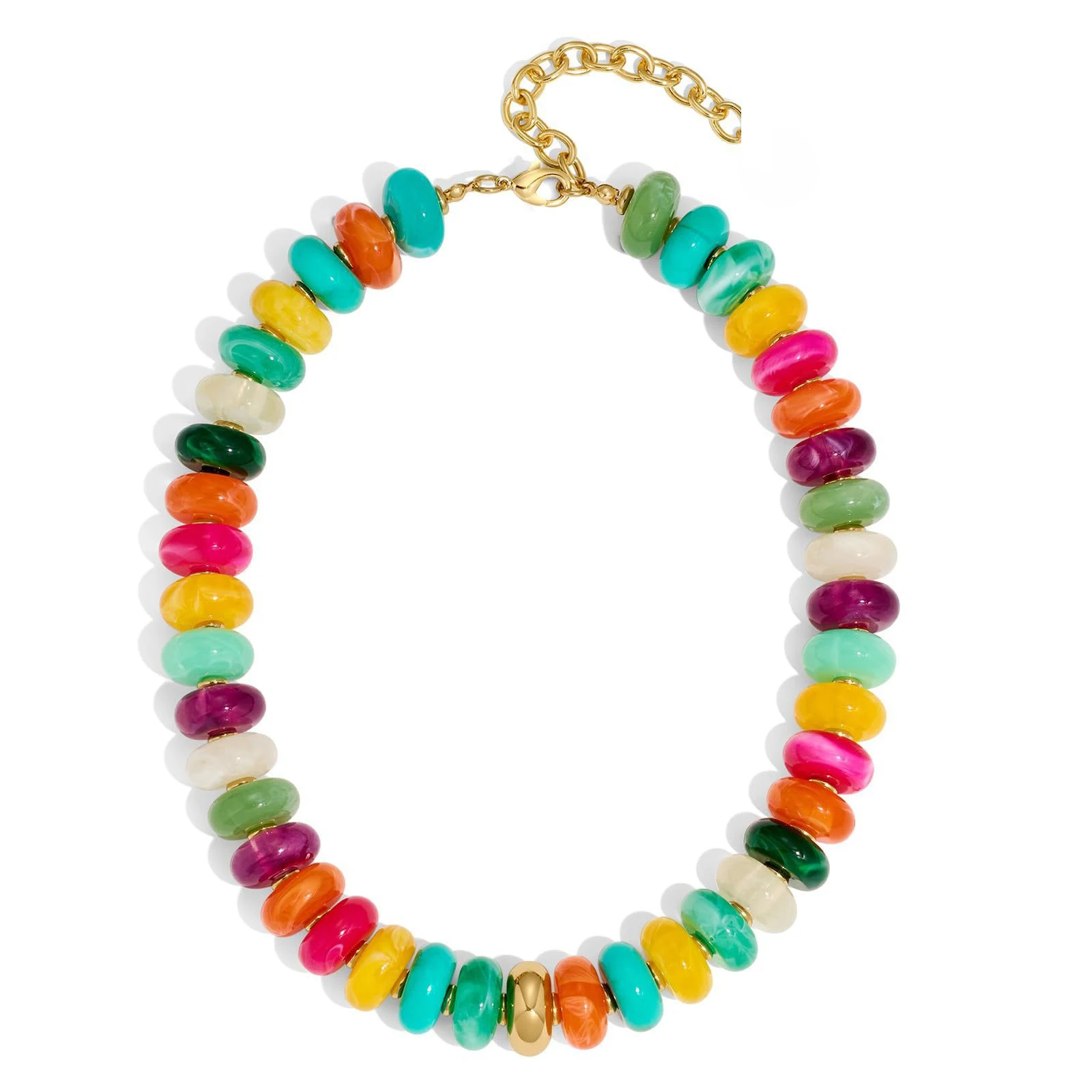 Vibrant Beaded Choker Necklace - Colorful Resin Beads Statement Jewelry