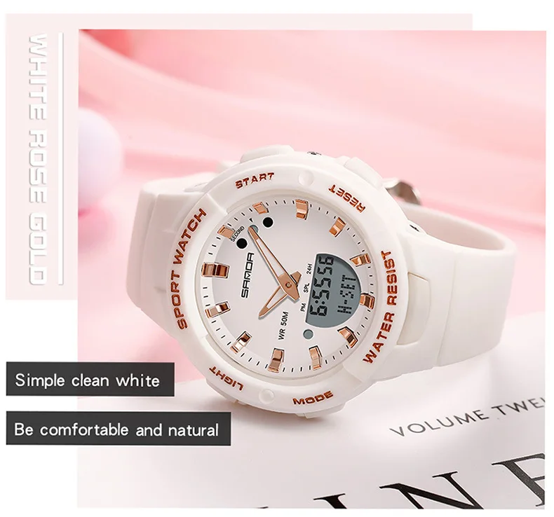 SANDA Women Wrist Watches Dual Display Waterproof relogio feminino 2023 Ladies Wrist Watches For Female Clock Digital Sports