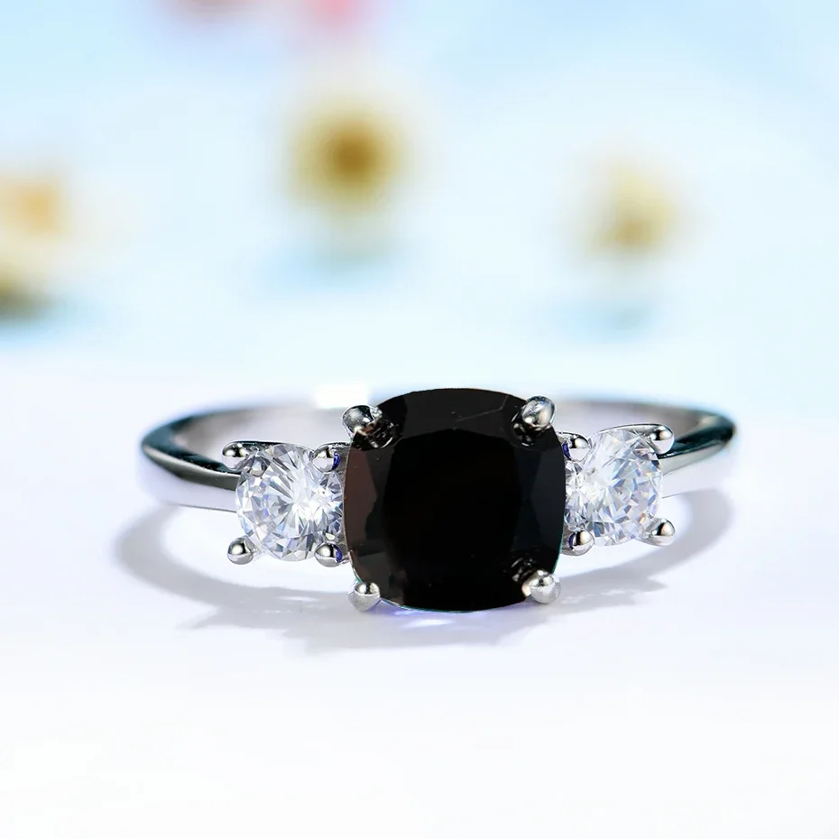 Gemstone Rings Silver Ring 925 Sterling Silver Morganite Rings Women Wedding Engagement Fine Jewelry