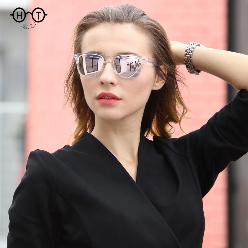

HARKO New Clear Sunglasses Women men Transparent Frame Night Vision Sun Glasses Mirror Reflective Glasses UV400 Eye wear