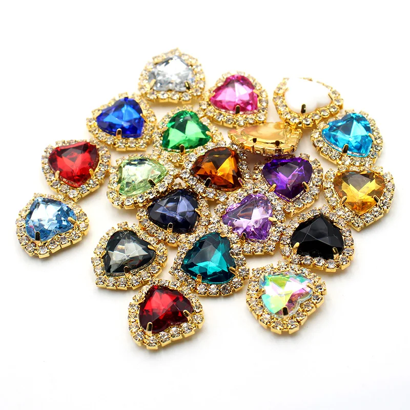 10pcs/batch 18MM metal heart rhinestone buttons handmade DIY sewing clothing wedding decoration accessories 4