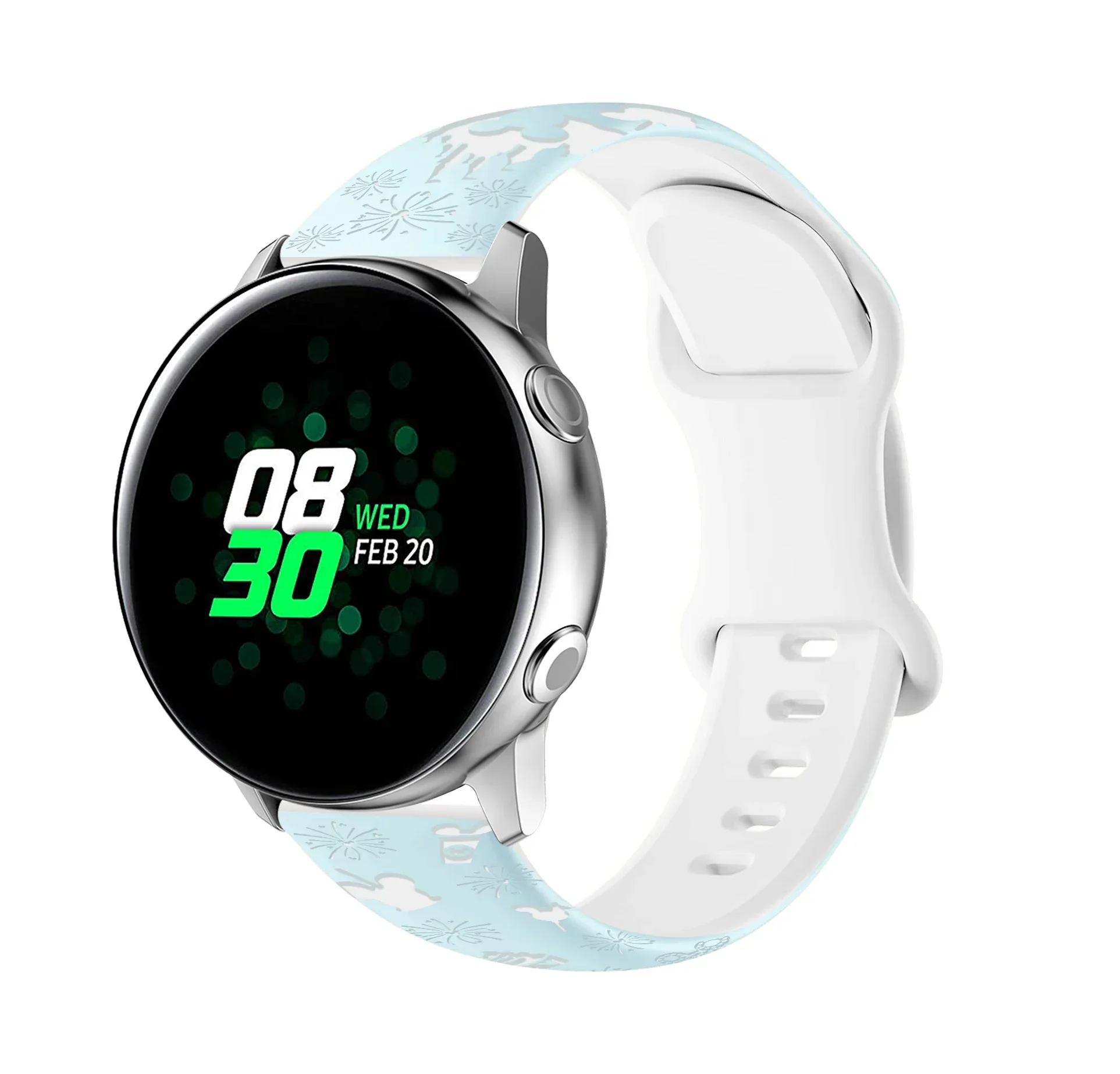20 mm Schloss-Blumen-Gravurarmband für Samsung Galaxy Watch 7, 6, 5, 4, 40/44 mm, Silikon, süßes Armband für Watch 6Classic 47 mm 5Pro 45 mm – Detail 5
