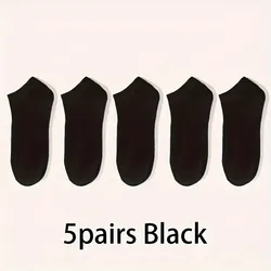 Pack of Unisex Breathable & Lightweight Ankle Socks - Comfort - Fit for Sports & Everyday Wear (Black 5 Pairs)