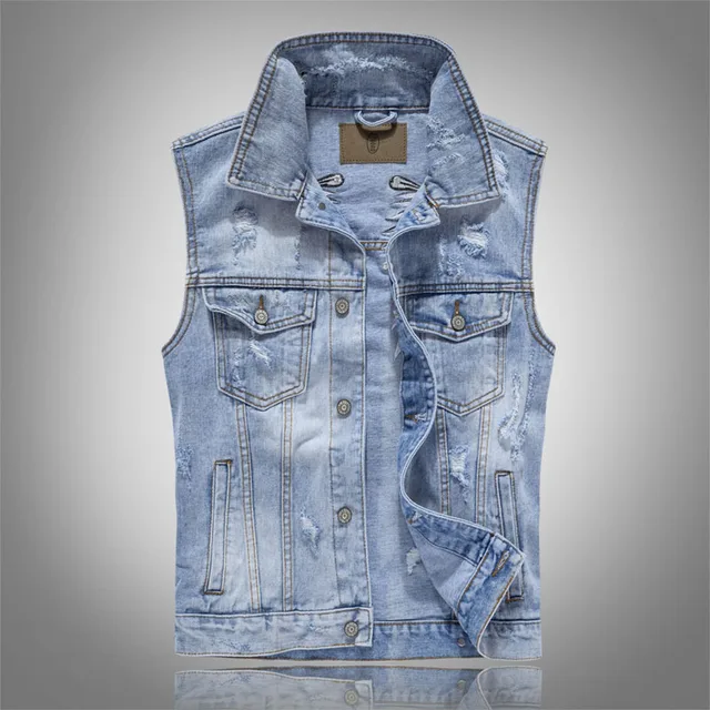 Denim Jacket Men Hopeusnice Men's Denim Vest Sleeveless Trucker