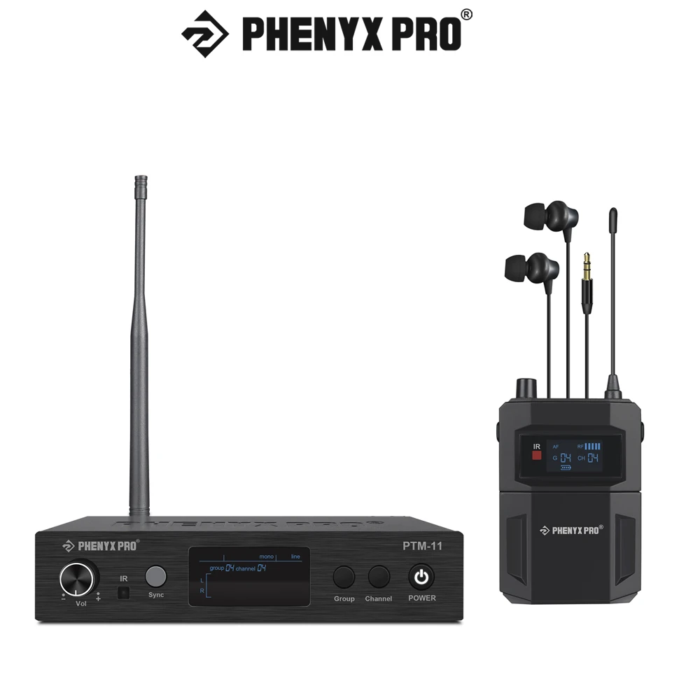 Phenyx Pro Mono Audio in Ear Monitor System Wireless Bodypack Receiver 164ft Ideal for Band and