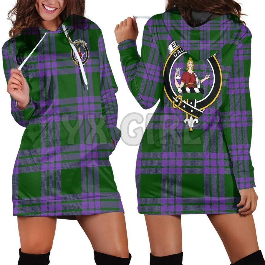Currie Clan Tartan Crest Hoodie Dress 3D Printed Hoodie Dress Novelty Hoodies Women Casual LongSleeve Hooded Pullover Tracksuit
