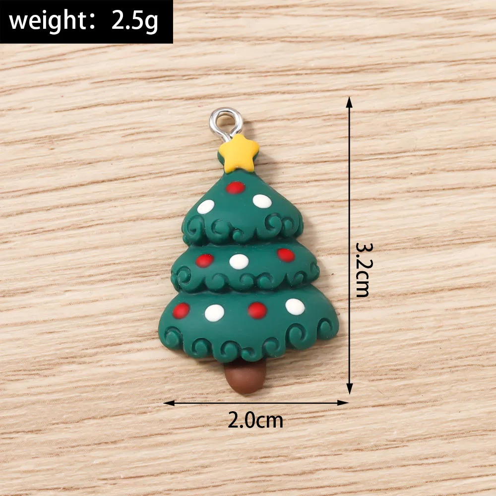Tusember 10 Stück Harz-Weihnachtsanhänger, frohe Weihnachten, süßer Weihnachtsmann, Hirschglocke, Schneemann-Anhänger für Ohrringe, Halsketten-Versorgung – Detail 25