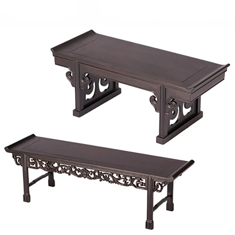 Rosewood miniature furniture with raised head drawer, strip table, chicken wing Wood, rectangular carved base, small shrine tabl