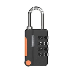 Enhanced Secure 4-Digit Combination Travel Padlock with Zinc Alloy Construction (A black)