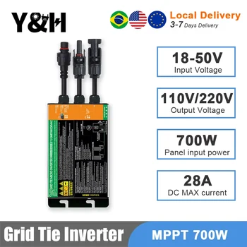 Y & H Grid Tie อินเวอร์เตอร์ 300W 350W 500W 600W 700W MPPT Micro อินเวอร์เตอร์พลังงานแสงอาทิตย์ PV Grid Tie ระบบสําหรับ Home DC18-60V เอาต์พุต AC110V/240V 1