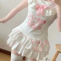 Deeptown Harajuku Y2k Lolita Mini Skirt Women Bow Japanese Style Kawaii Pleated Skirts Sweet Dot Ruffles Cake Layered Skirts - Image 4