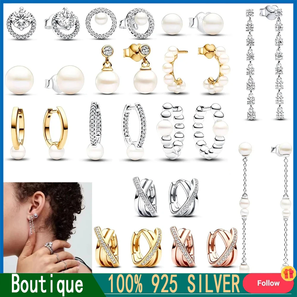 

2024 New S925 Earrings Set with Full Diamond Love Pearl Series Earrings DIY Charming Jewelry Gifts Fashionable and Light Luxury